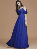 A-Line/Princess Spaghetti Straps Sleeveless Floor-Length Ruffles Chiffon Bridesmaid Dresses TPP0005400