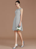 A-Line/Princess Bateau Sleeveless Lace Short/Mini Chiffon Bridesmaid Dresses TPP0005679