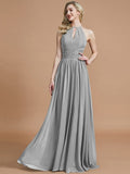 A-Line/Princess Chiffon Scoop Sleeveless Floor-Length Bridesmaid Dresses TPP0005219