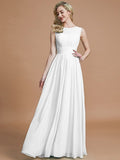 A-Line/Princess Scoop Sleeveless Floor-Length Chiffon Bridesmaid Dresses TPP0005421