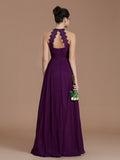 A-Line/Princess Halter Sleeveless Ruched Floor-Length Chiffon Bridesmaid Dresses TPP0005263