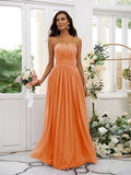 A-Line/Princess Chiffon Ruffles Strapless Sleeveless Floor-Length Bridesmaid Dresses TPP0004948