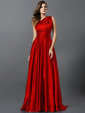 A-Line/Princess Pleats Sleeveless Long Silk like Satin Bridesmaid Dresses TPP0004905