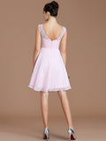 A-Line/Princess Bateau Sleeveless Lace Short/Mini Chiffon Bridesmaid Dresses TPP0005679