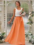 A-Line/Princess Chiffon Ruffles Scoop Sleeveless Floor-Length Bridesmaid Dresses TPP0004949