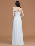 A-Line/Princess One-Shoulder Sleeveless Floor-Length Hand-Made Flower Chiffon Bridesmaid Dresses TPP0005865