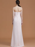 A-Line/Princess Strapless Sleeveless Floor-Length Ruched Chiffon Bridesmaid Dresses TPP0005696