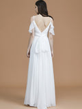 A-Line/Princess Spaghetti Straps Sleeveless Floor-Length Ruffles Chiffon Bridesmaid Dresses TPP0005400