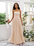 A-Line/Princess Chiffon Ruffles Strapless Sleeveless Floor-Length Bridesmaid Dresses TPP0004948