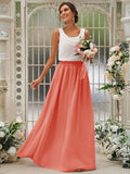 A-Line/Princess Chiffon Ruffles Scoop Sleeveless Floor-Length Bridesmaid Dresses TPP0004949