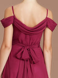 A-Line/Princess Off-the-Shoulder Sleeveless Ruched Floor-Length Chiffon Bridesmaid Dresses TPP0005174