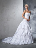 Ball Gown Strapless Applique Sleeveless Long Satin Wedding Dresses TPP0006813