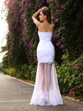 Trumpet/Mermaid Sweetheart Applique Sleeveless Long Tulle Wedding Dresses TPP0006571