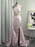 A-Line/Princess Sleeveless Off-the-Shoulder Floor-Length Sash/Ribbon/Belt Satin Dresses