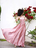 A-Line/Princess Silk like Satin Sleeveless Sash/Ribbon/Belt Spaghetti Straps Floor-Length Dresses TPP0004751