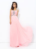 A-line/Princess Straps Beading Sleeveless Long Chiffon Dresses TPP0003377