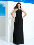 A-Line/Princess Halter Beading Sleeveless Long Chiffon Dresses TPP0002377