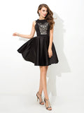 A-Line/Princess Scoop Lace Sleeveless Short Satin Cocktail Dresses TPP0008675