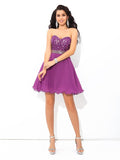 A-Line/Princess Sweetheart Beading Sleeveless Short Chiffon Cocktail Dresses TPP0008826