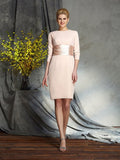 Sheath/Column Scoop 3/4 Sleeves Short Chiffon Mother of the Bride Dresses TPP0007289