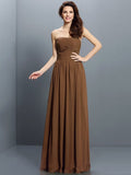 A-Line/Princess Strapless Pleats Sleeveless Long Chiffon Bridesmaid Dresses TPP0005318