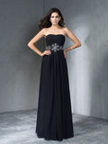 A-Line/Princess Strapless Beading Sleeveless Long Chiffon Dresses TPP0003902