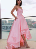 A-Line/Princess Satin Sweetheart Ruffles Sleeveless Asymmetrical Dresses TPP0009068