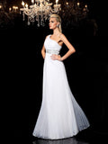 A-Line/Princess One-Shoulder Beading Sleeveless Long Organza Dresses TPP0003934