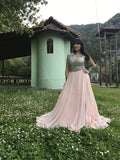 A-Line/Princess Bateau Chiffon Sequin Floor-Length Sleeveless Dresses TPP0004848