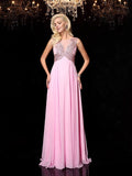 A-line/Princess Scoop Beading Sleeveless Long Chiffon Dresses TPP0003755