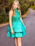 A-Line/Princess Satin Sleeveless Beading Jewel Short/Mini Homecoming Dresses TPP0004771