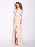 A-Line/Princess High Neck Ruffles Sleeveless Long Chiffon Dresses TPP0003511