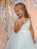 Ball Gown Tulle Lace Straps Sleeveless Floor-Length Flower Girl Dresses TPP0007462