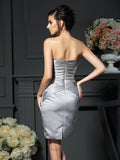 Sheath/Column Sweetheart Beading Sleeveless Short Satin Mother of the Bride Dresses TPP0007397