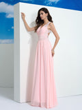 A-Line/Princess Straps Beading Sleeveless Long Chiffon Dresses TPP0002549