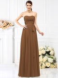 A-Line/Princess Strapless Sash/Ribbon/Belt Sleeveless Long Chiffon Bridesmaid Dresses TPP0005731