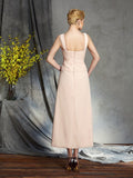 A-Line/Princess Straps Applique Sleeveless Tea-Length Chiffon Mother of the Bride Dresses TPP0007268