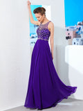 A-Line/Princess Sleeveless Chiffon Scoop Crystal Floor-Length Dresses TPP0002539