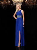 A-line/Princess Jewel Beading Sleeveless Long Chiffon Dresses TPP0003108