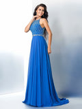 A-Line/Princess Scoop Beading Long Sleeveless Chiffon Dresses TPP0002856