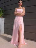 A-Line/Princess Floor-Length Halter Sleeveless Chiffon Ruffles Dresses TPP0001506