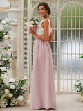 A-Line/Princess Chiffon Ruffles Scoop Sleeveless Floor-Length Bridesmaid Dresses TPP0004949