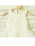 A-line/Princess Scoop Sleeveless Lace Tea-Length Tulle Flower Girl Dresses TPP0007721