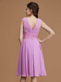 A-Line/Princess Bateau Sleeveless Short/Mini Ruffles Chiffon Bridesmaid Dresses