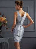 Sheath/Column V-neck Sleeveless Short Taffeta Mother of the Bride Dresses TPP0008604