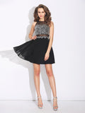 A-Line/Princess Jewel Beading Sleeveless Short Chiffon Dresses TPP0002942