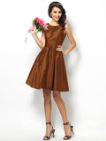 A-Line/Princess Bateau Pleats Sleeveless Short Taffeta Bridesmaid Dresses TPP0005452