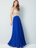 A-Line/Princess Scoop Sleeveless Floor-Length Crystal Chiffon Dresses TPP0003473