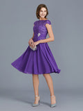 A-Line/Princess Bateau Chiffon Knee-Length Beading Sleeveless Mother of the Bride Dresses TPP0007365