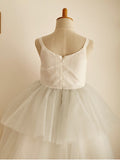 A-Line/Princess Tulle Layers Scoop Sleeveless Knee-Length Flower Girl Dresses TPP0007918